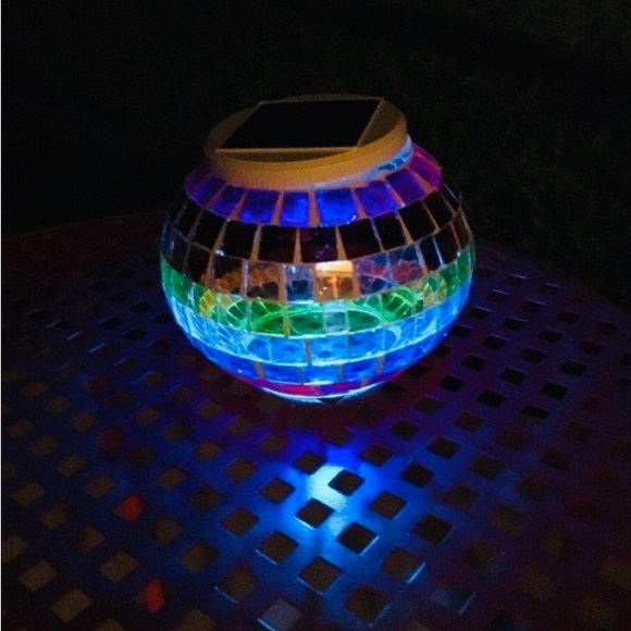 NRFB Mosaic Glass 🌈 Table Light Solar Powered Color Changing Waterproof … - Picture 5 of 7